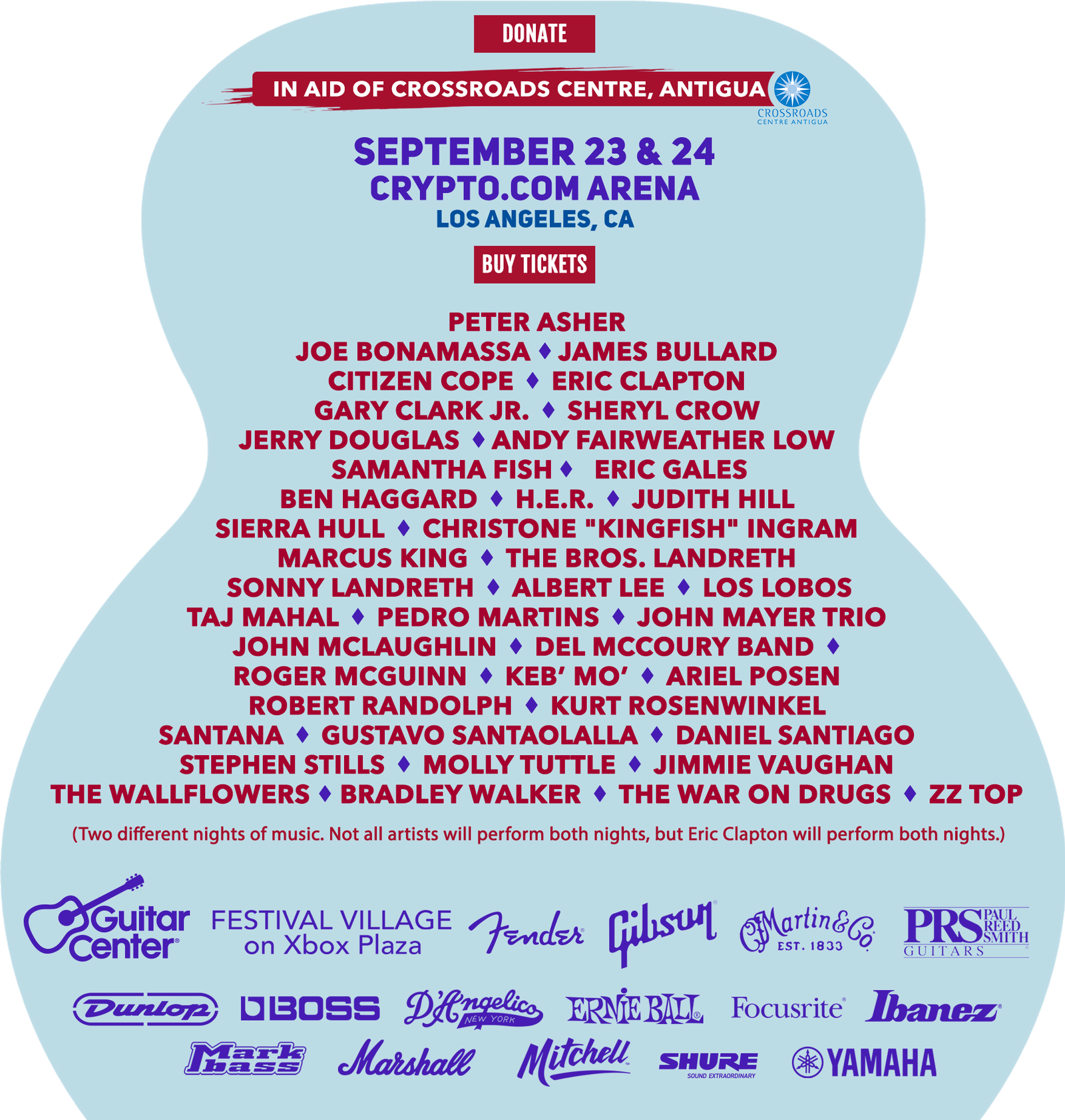 Participation Lineup for 2024 Crossroads Guitar Fest Get Your Tickets